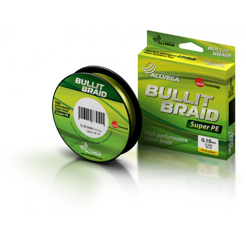 Леска плетеная Allvega Bullit Braid 92м 0,18мм (12,2кг) ярко-желтая Леска плетеная Allvega Bullit Braid 92м 0,18мм (12,2кг) ярко-желтая