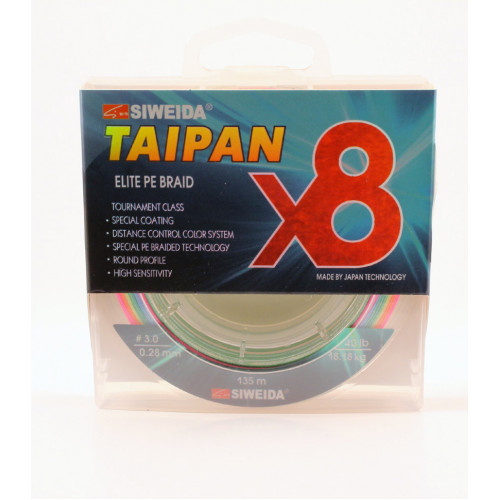 Леска плетеная Siweida Taipan Elite PE Braid X8 135м 0,28мм (18,18кг) мультиколор Леска плетеная Siweida Taipan Elite PE Braid X8 135м 0,28мм (18,18кг) мультиколор