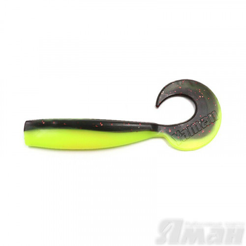 Твистер Yaman Lazy Tail Shad, 9" цвет 32 - Black Red Flake/Chartreuse, 2 шт Y-LTS9-32