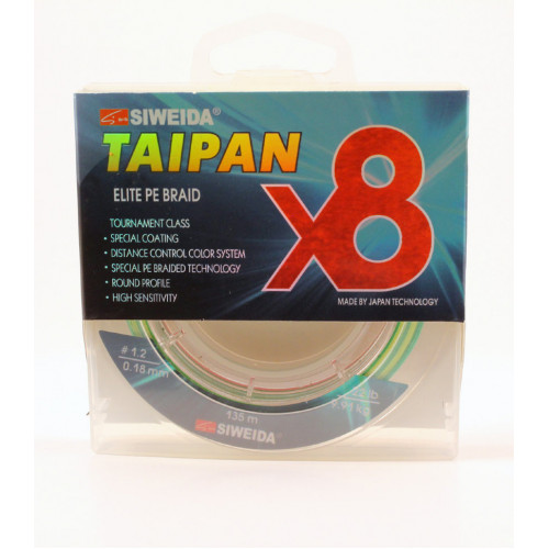 Леска плетеная Siweida Taipan Elite PE Braid X8 135м 0,18мм (9,91кг) мультиколор Леска плетеная Siweida Taipan Elite PE Braid X8 135м 0,18мм (9,91кг) мультиколор