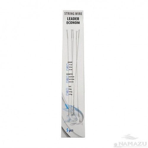 Поводок струна Namazu D0,40 мм, 20 см, до 17 кг 5 шт N-LSW40-20L