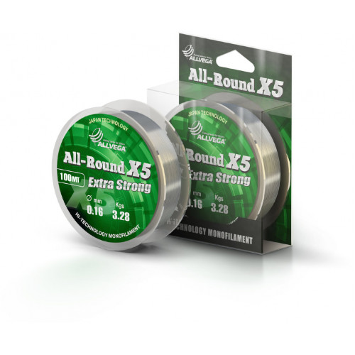 Леска Allvega All-Round X5 100м 0.16мм (3,28кг) прозрачная Леска Allvega All-Round X5 100м 0.16мм (3,28кг) прозрачная