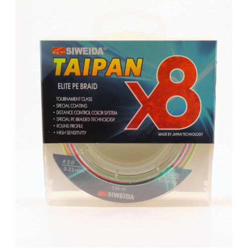 Леска плетеная Siweida Taipan Elite PE Braid X8 135м 0,23мм (13,64кг) мультиколор Леска плетеная Siweida Taipan Elite PE Braid X8 135м 0,23мм (13,64кг) мультиколор